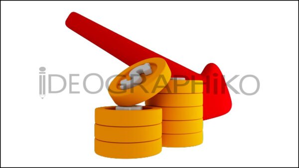Monedas perdida icono animación 3D