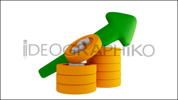 Monedas ganancia icono animación 3D