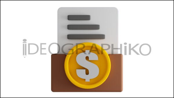 Documento dinero icono animación 3D