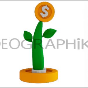 Planta moneda icono animación 3D